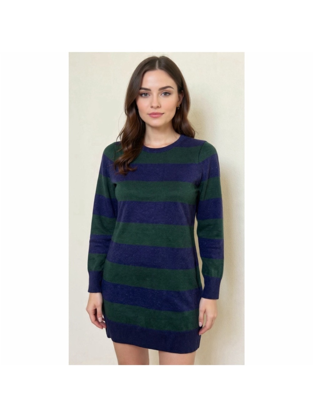 Polo by Ralph Lauren 100% CashmereNavy and Forest Green Striped Dress